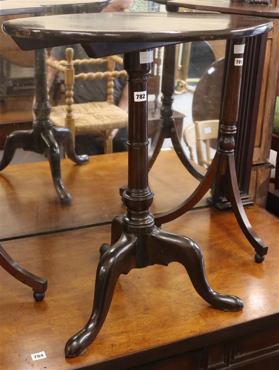 A mahogany round tripod table, W.58cm